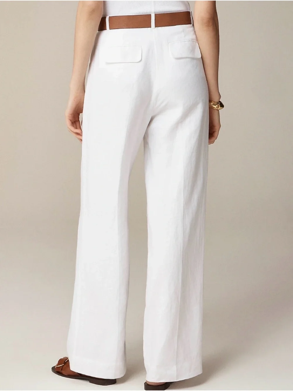 J. Crew Essential Wide-Leg 100% Linen-Blend Pants in White